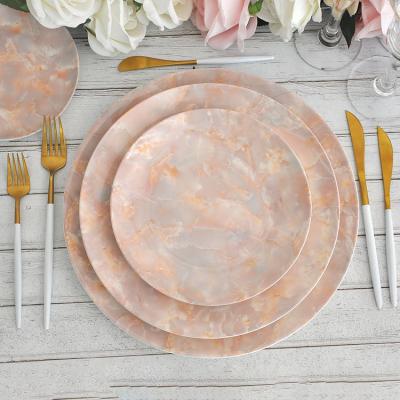 China Sustainable New Design Nordic Ceramic Tableware Natural Marble Dinner Dish Sets For Weddings for sale