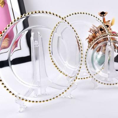 China Sustainable Beaded Glass Wedding Dishes Hotel Party Silver Gold Crystal Trivets for sale