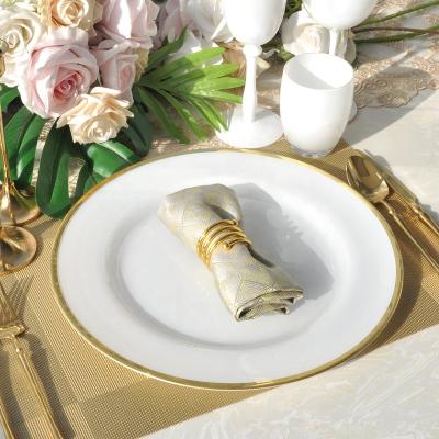 China Sustainable Cheap Thanksgiving Charger Gold Rim White Round Wedding Plates Glass Bulk For Sale for sale