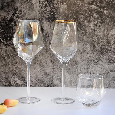 China KOREAN colored wine glass gold rim with custom logo glass golbet for sale