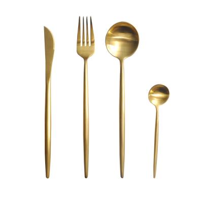 China Sustainable Luxury Gold Stainless Steel Travel Flatware Portable Cutlery Set for sale