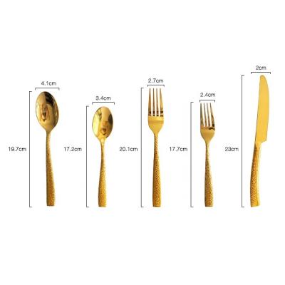 China Sustainable Portugal Stainless Steel Gold Colored Cutlery Flatware Set For Hotel Pary Used for sale