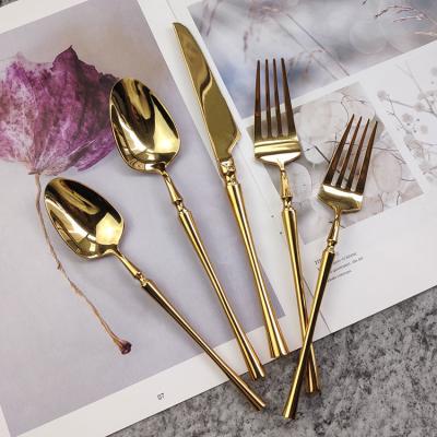 China Sustainable Small Size Design Gold Plated Stainless Flatware Sets for sale