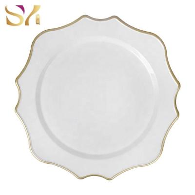 China Cheapest Wholesale Disposable Wedding Table Restaurant Decorative Unbreakable Melamine Dish Plastic Charger Dish for sale