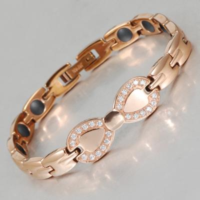 China Stainless Steel Energinox Nice Wholesale Boutique Rose Gold Plated Stainless Steel Magnetic Bracelet With Germanium Powder for sale