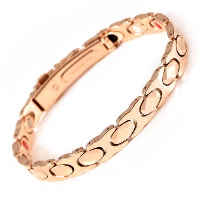 China CLASSIC Energinox Health Benefits Big Jewelry 24K Rose Gold Plated Tungsten Carbide Magnetic Bracelet for sale