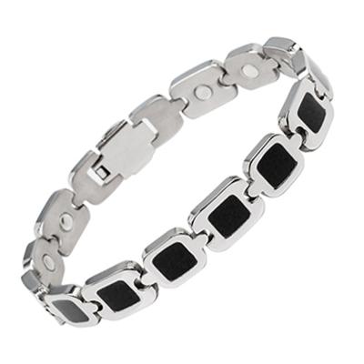 China Energinox Stainless Steel Luster Metal Neodymium Magnet Energy Bracelet Black Titanium Wholesale for sale