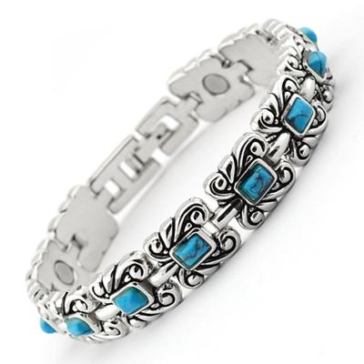 China Metal Energinox Vintage Turquoise Fashion Women Bracelets Antique Magnetic Jewelry for sale