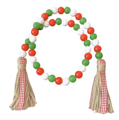 China Wooden Bead Garland Christmas Tree Bead USA Christmas Decoration for Xmas Holiday Party Decoration Mixed Red, White, Green for sale