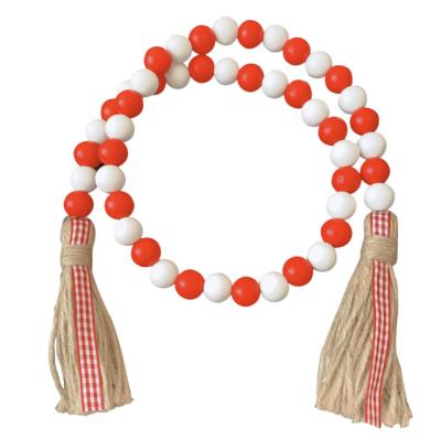 China USA Christmas Red Wooden Bead Luminous Garland Christmas Tree Bead Decoration and White for Xmas Holiday Party Decoration for sale