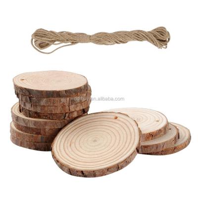 China USA High Quality Rustic Craft DIY Ornaments Round Circles with Tree Bark Wood Slices for Centerpieces Decoration Painted Decorative for sale