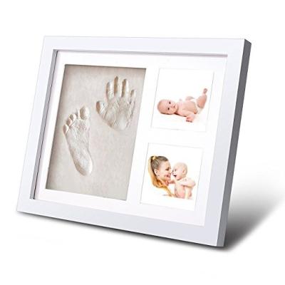 China Fashionable Precious Clay Handprint Kit With Photo Print Baby Frame For 2 Pictures / Baby Hand&Foot Cast Kit In Bulk for sale