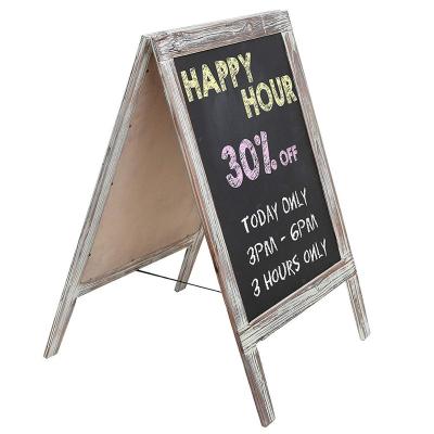 China Rustic Message Note Board Sign/Rustic Burnt Wood Chalkboard Free 200pcs Personal Carried Advertising Board Chalk Sandwich A-sidewalk Frame for sale