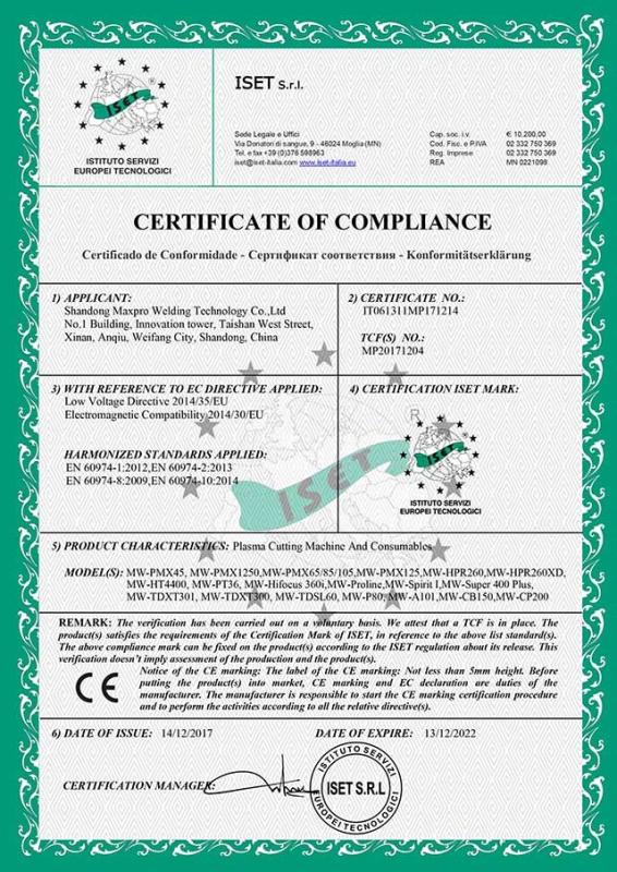 CE - Shandong Maxpro Welding Technology Co., Ltd.