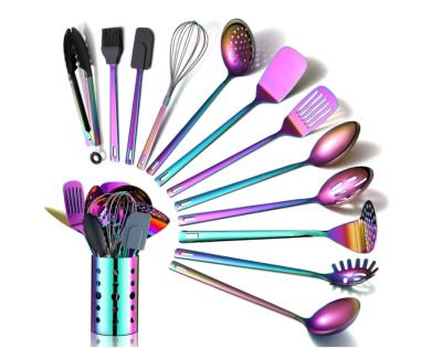 China Sustainable Colored Kitchen Utensils Set , 13 Piece Stainless Steel Cookware Set With Titanium Plating for sale