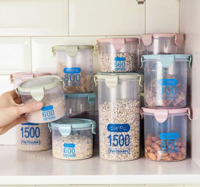 China Viable Plastic Storage Jar Clasp Food Storage Containers Storage Box Cereal Sealed Jar for sale