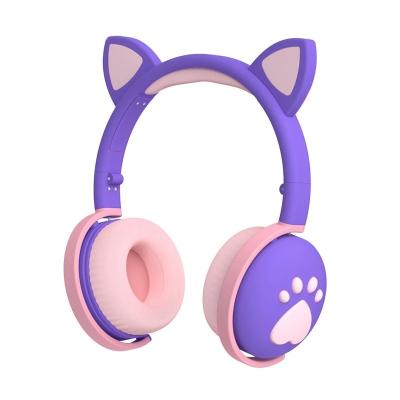 China 10m Custom Logo Lovely Foldable Cute Kids Earphone Cat Ears Wireless Headphones for sale