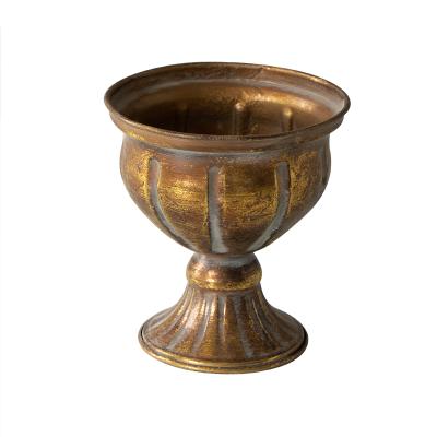 China CLASSIC Antique Rustic Metal Flower Vase Handmade Vase Rose Gold For Home Deco for sale