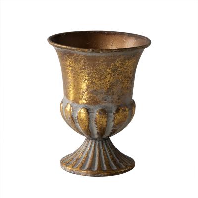 China Contemporary Antique Metal Vase Flower Classic Rustic Gold Vase For Living Room for sale