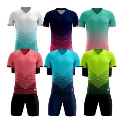 China Factory OEM Manufacturer Team Sport Breathable Soccer Jerseys Wear Shirt Kids Blue Breathable Quick Dry Custom Kits Uniform Set for sale