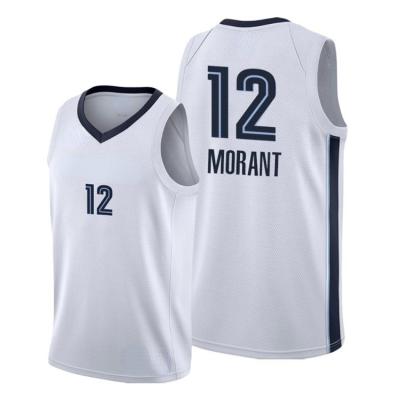 China Custom Team Breathable White Sports Team Breathable Basketball Jersey Shirt Ja Morant 12 OEM Supplier Factory Basketball Wear Uniform for sale