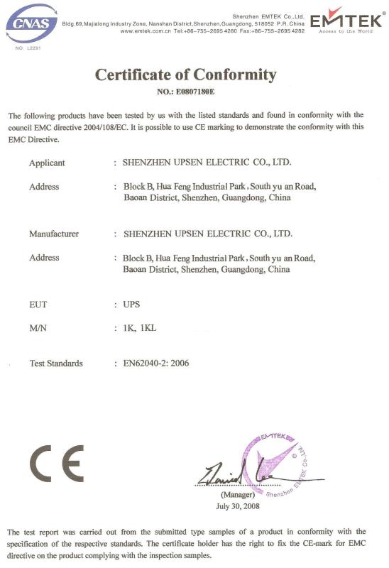  - Shenzhen UPSEN Electric Co., Ltd