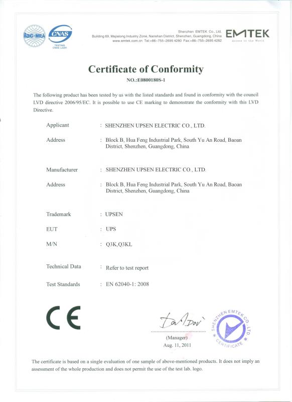  - Shenzhen UPSEN Electric Co., Ltd