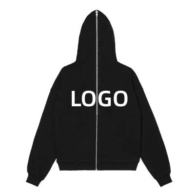 China Anti-wrinkle Custom Spring Garment Manufacture Men's Oversized Blank 3d Puff Print Sweatsuits Full Zip Up Hoodie for sale