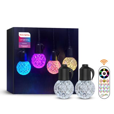 China G40 RGB Led String Lights IP65 21keys High Quality Outdoor Waterproof Remote Multicolor Lights Halloween Led String G40 20bulb RGB Christmas Light String for sale