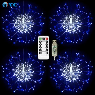 China Remote Control Party Flicker 14 Modes Indoor/Semi-Outdoor/Outdoor Christmas Home Decor Warm White 4 Pack LED Copper Wire Firework Lights for sale