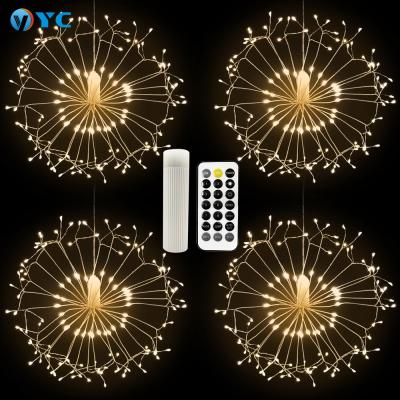 China Multi-Functional 120 Led Fireworks Indoor String Holiday Light Outdoor Decor Lamp Battery Operated Fireworks /Semi-Outdoors/Lights Body Silver White Copper for sale