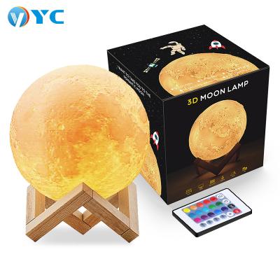 China 16 Color Kids USB Christmas Gift Modern Led Moon Night Light 8cm 10cm 12cm 15cm 20cm 22cm Customized Large Floating 3D Moon Lamp for sale