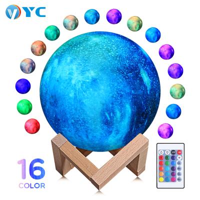 China Modern Bedroom Humidifier Kids Gift USB 15cm Touch Blue-tooth Colorful 3D Control Levitating Quran Speaker Led Night Moon Lamp 16 Colors for sale