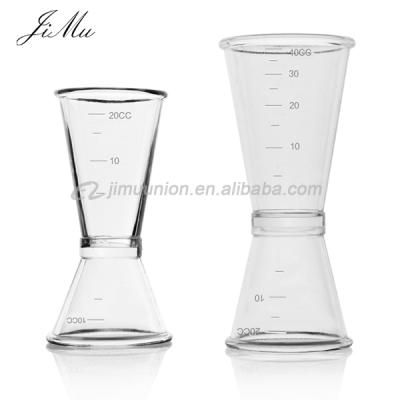 China Stored Double Head Bar Wine Double Cocktail Bar Small Measure Acrylic Plastic Measuring Cups Wholesale for sale