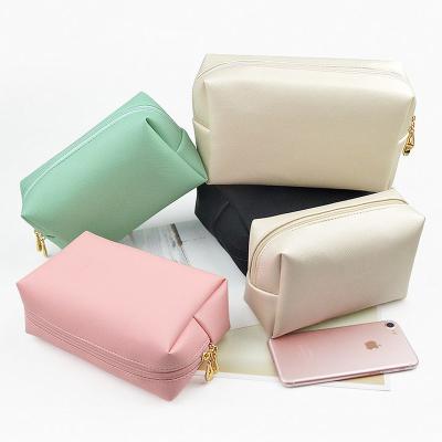 China XP2093 High Quality Wholesale Square Pure Color Portable PU Leather Cosmetic Filter Frames Travel Wash Bag Waterproof Makeup Storage Bag for sale