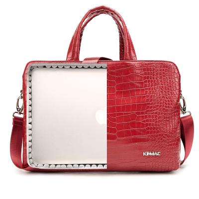 China Kinmac 360 Degree High Quality Leather Water Resistant Laptop Shoulder Protective HandBag All-Directiona High Messenger Cushion 14 Inch PU for sale