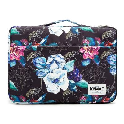 China High Quality Kinmac Peony Laptop Bag Notebook Briefcase Herbaceous Sleeve Bag in Waterproof Fabric for Women for College 12 inch for sale