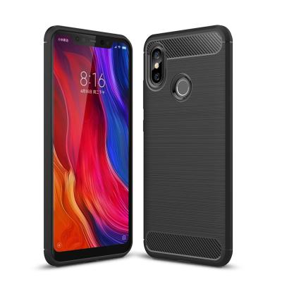 China Carbon Fiber Cell Phone Case For Xiaomi Mi 8 Back Cover Tpu Case for sale