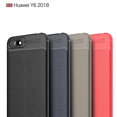 China Lichee Pattern Microfiber Back Cover Case For Huawei Y6 2018 for sale