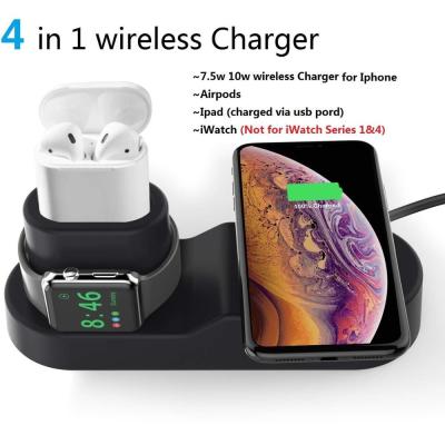 China 2019 QI wireless charger Stand for iPhone Airpods Apple Watch Charger Dock Station Charge for iWatch 1 2 3 4 Wireless Charging for sale