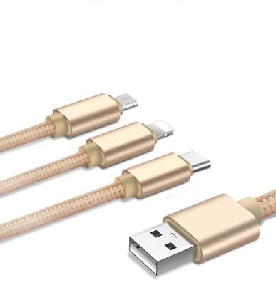 China Fábrica 2A al por mayor 3 en 1 cable del Usb para el tipo de cables del teléfono móvil del iPhone cable de carga micro de Microusb USB del cable de C en venta