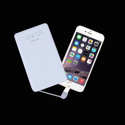 China Behenda 2019 Customized Logo Promotional Credit Card PowerBank Built in Cable Ultra SlimPower Charger for iPhone Xs Max for sale