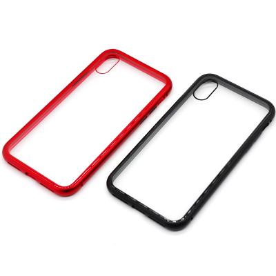 China Luxury Tempered Glass Full Cover Case Glass Phone Shell Metal Magnetic Phone Case Magnetic Case Cover for iphone X/Xmax/8p/7p/8 for sale