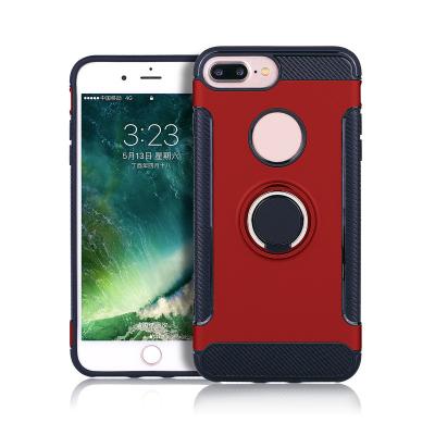 China High Quality Soft TPU PC Hybrid Full Protective Shockproof Phone Case with 360 Rotation Ring Holder for sale