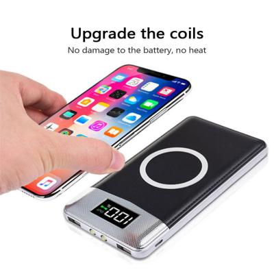 China 2019 New With 2 USB Ports Qi wireless charging powerbank Fashion Leather for 10000mah for sale