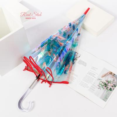 China Modern RST Laser Iridescent Magic Clear Umbrella Transparent Acrylic Handle Umbrella for sale