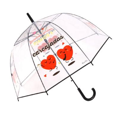 China Hot Selling RST Transparent Umbrellas Unicorn Heart Shape Modern Outdoor Clear Auto Rain Plastic Transparent Umbrella for sale