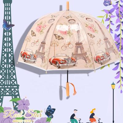 China Cheap Plastic Child Umbrella Outlook RST Eiffel Tower Child Dome Umbrella Cute Birdcage Shape Dome Umbrella for sale