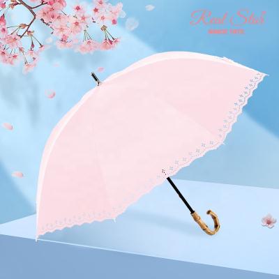 China 2021 Fashion Luxury New Arrival Lady's Real Star Morden RST Small And Light 19 Inch Bamboo Handle RST Straight Umbrella Sun Parasol for sale