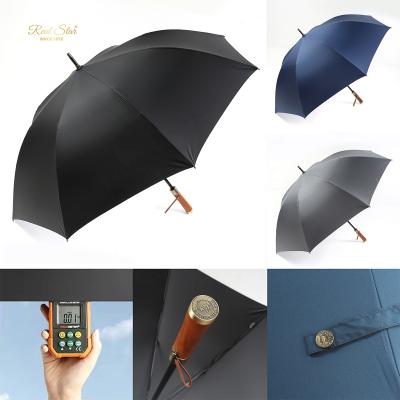 China Morden Luxury Real Star RST Brand High Quality Wood and Copper Handle 55 Inches Tall Size Black Coating Strong Luxury Golf Umbrella for sale